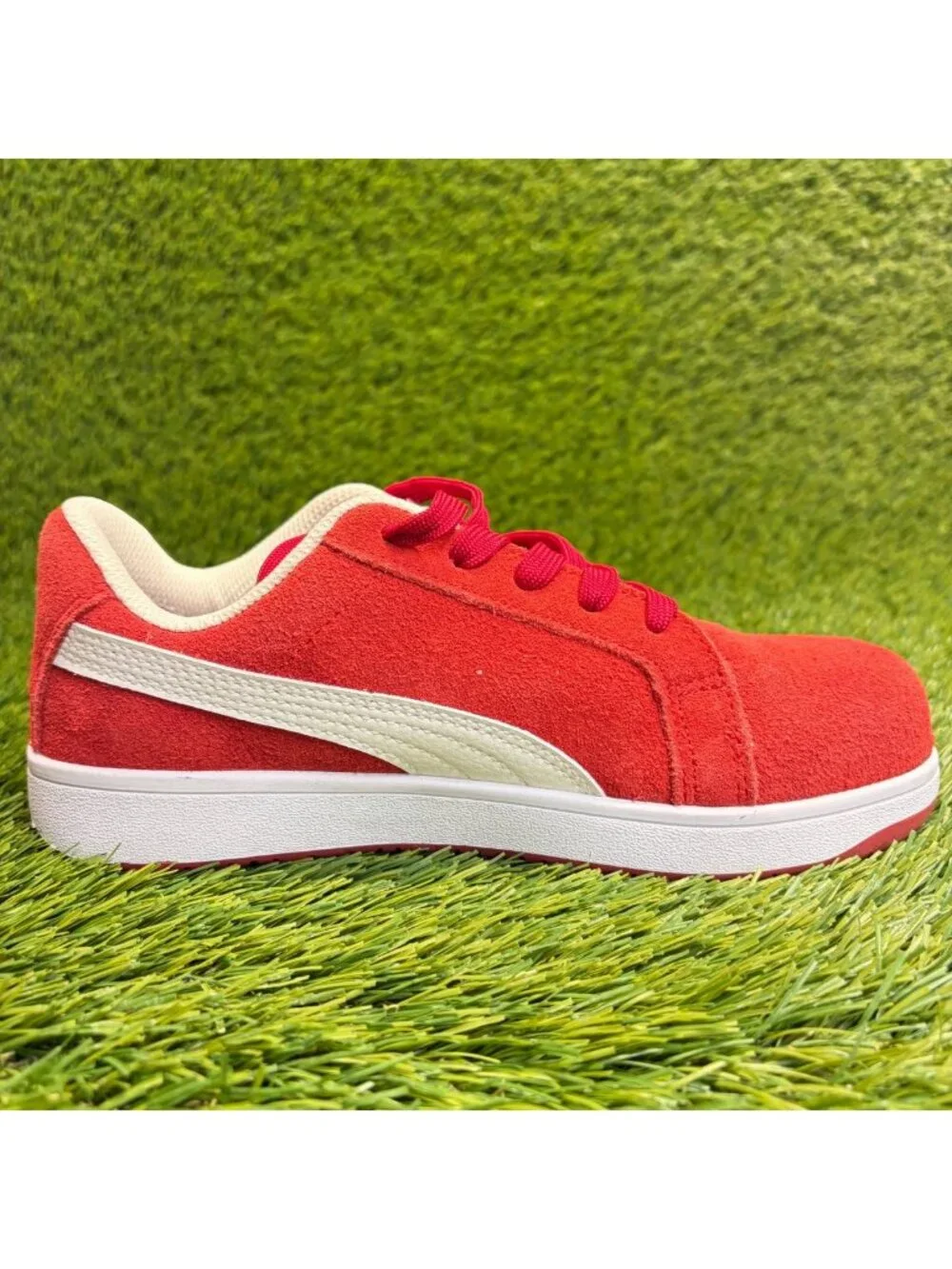 Puma Iconic Suede Low Womens Size 6 Red White Composite Toe Safety Work Shoes